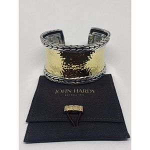 John Hardy Palu 1.5" Wide 22k Gold Sterling Silver Palu 6.5" Bracelet Cuff